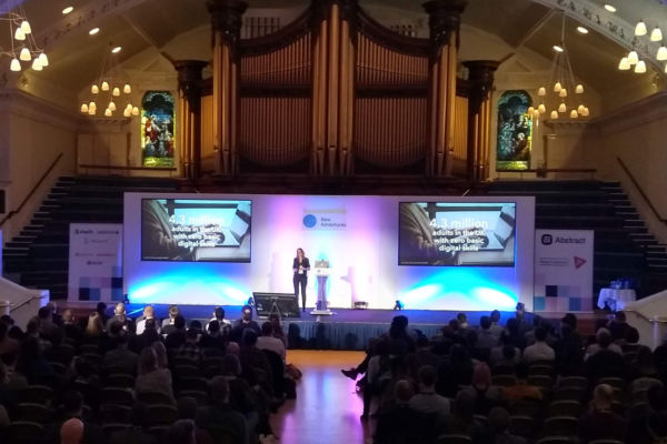 Helen Joy speaking in front of audience at New Adventures Conference 2019