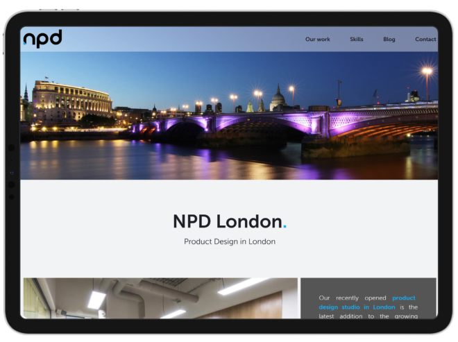 The North Product Design website as viewed on an iPad.