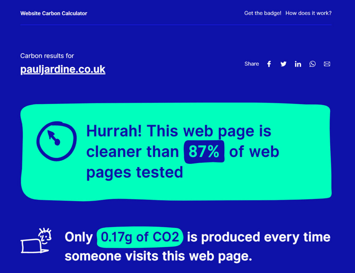 Screenshot of the Website Carbon Calculator.